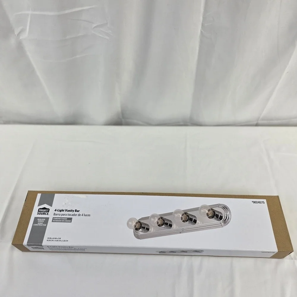 Project Source 4 Light Vanity Bar Chrome Finish Bathroom Fixture 24 Inch